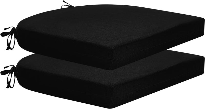 HARBOREST Outdoor Chair Cushions Set of 2, Water Resistant Patio Chair Cushions with Ties, Outdoor Seat Cushions for Patio Furniture, 17"x16"x2", Black - Image 1